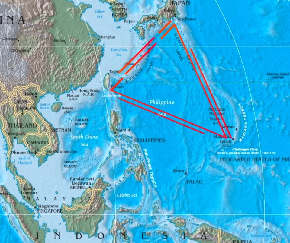 Devil's sea map Dragon's triangle