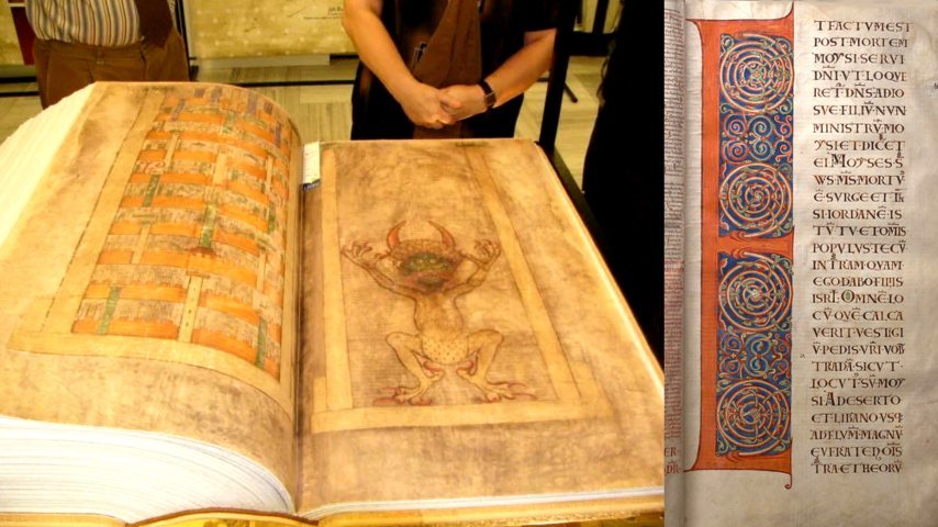 Wouerechten hannert der Devil's Bible, dem Harvard Buch gebonnen an der mënschlecher Haut an der Black Bible 4