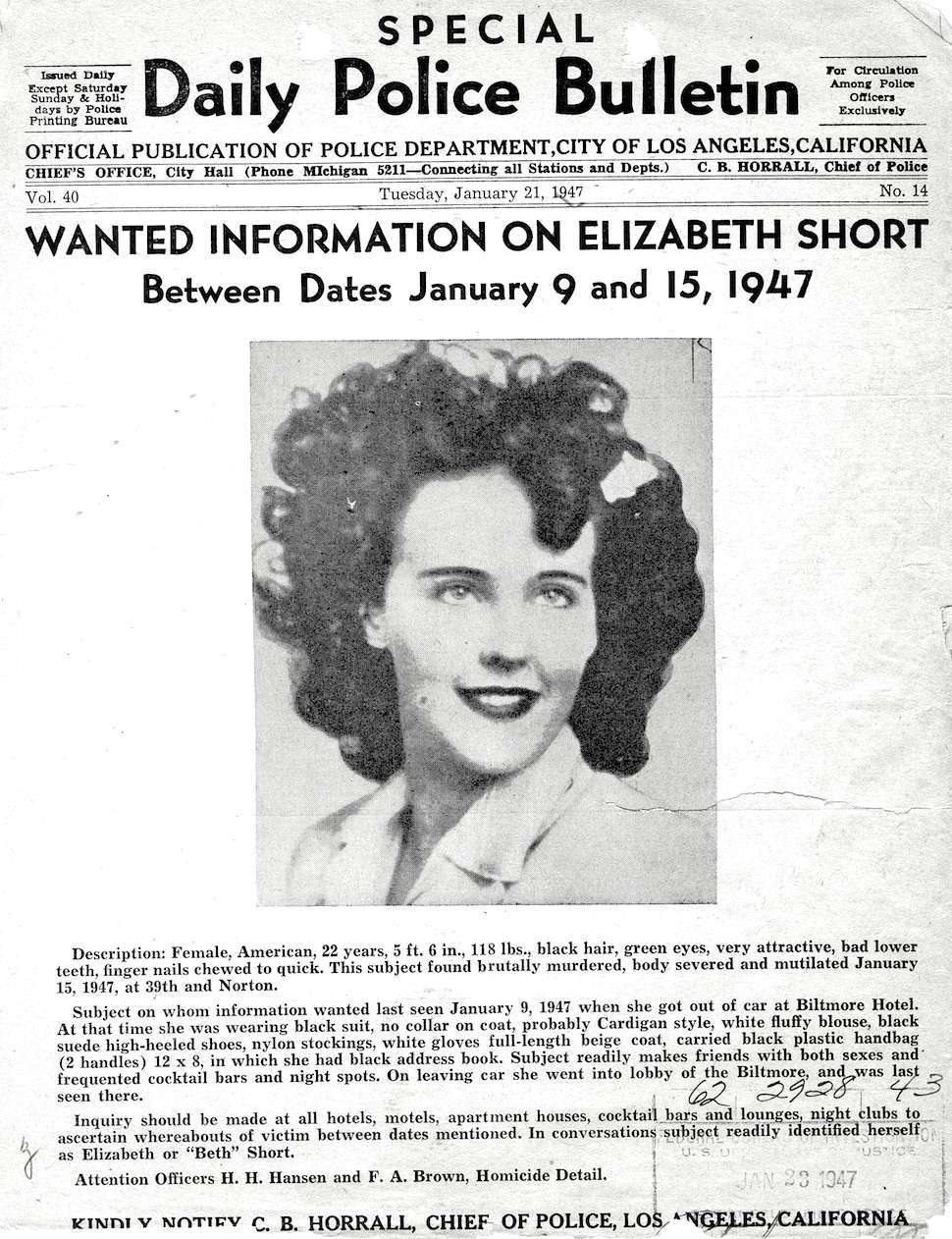 블랙 달리아: 엘리자베스 쇼트의 1947년 살인은 여전히 ​​해결되지 않은 5