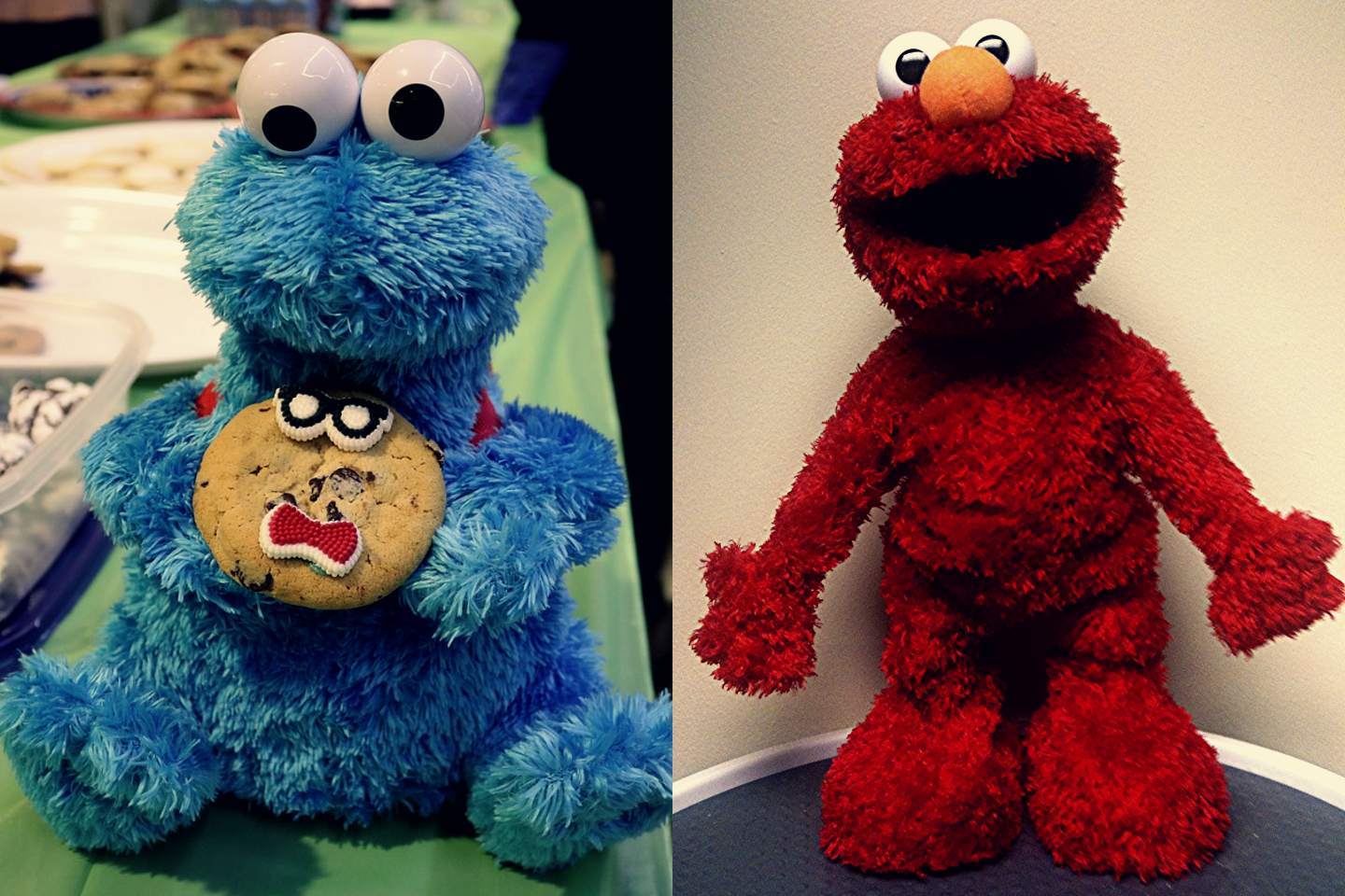The Cookie Monster Doll And The Elmo Doll. 