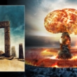 Ilustrações de explosão atômica e ruína antiga no deserto. © Créditos da imagem: Obsidianfantacy & Razvan lonut Dragomirescu | Licenciado em DreamsTime.com (Fotografias de uso editorial/comercial)