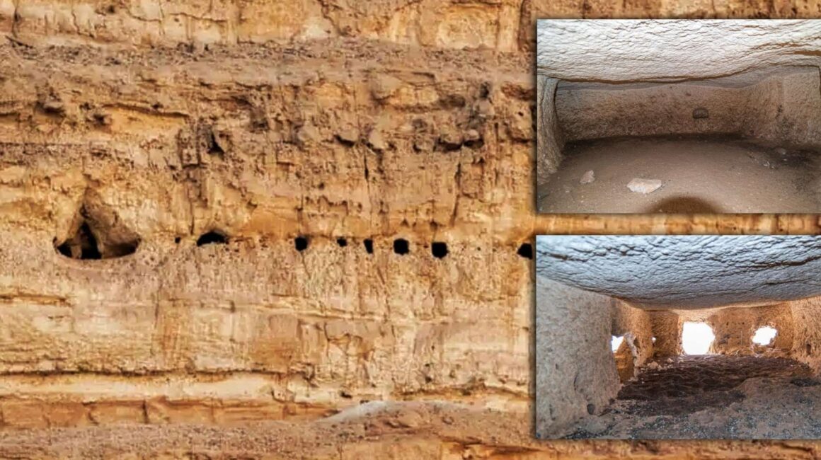Mysterious chambers created in the rock were found on a cliff in Abydos, Egypt 9