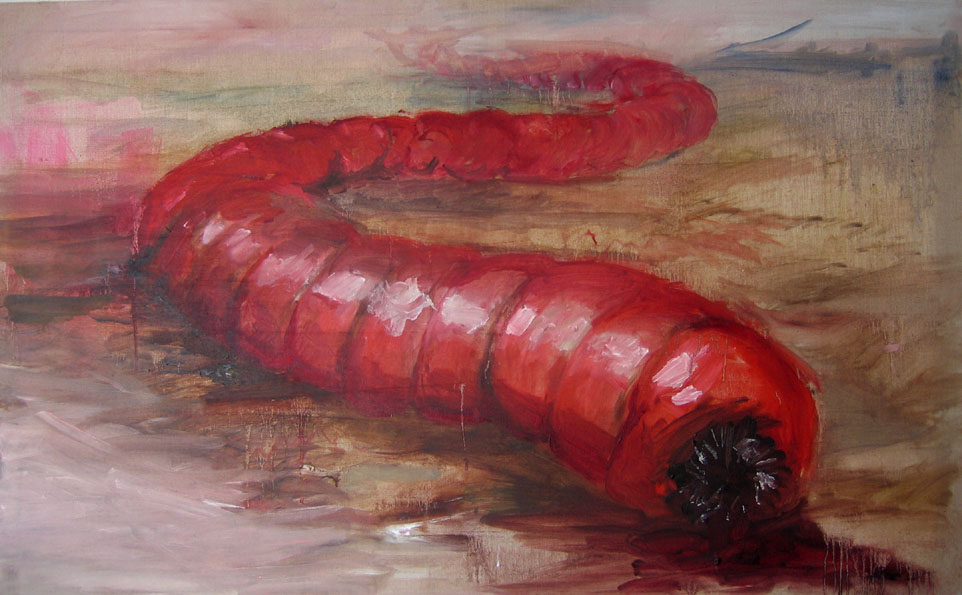 An interpretation of the Mongolian death worm by Belgian painter Pieter Dirkx.