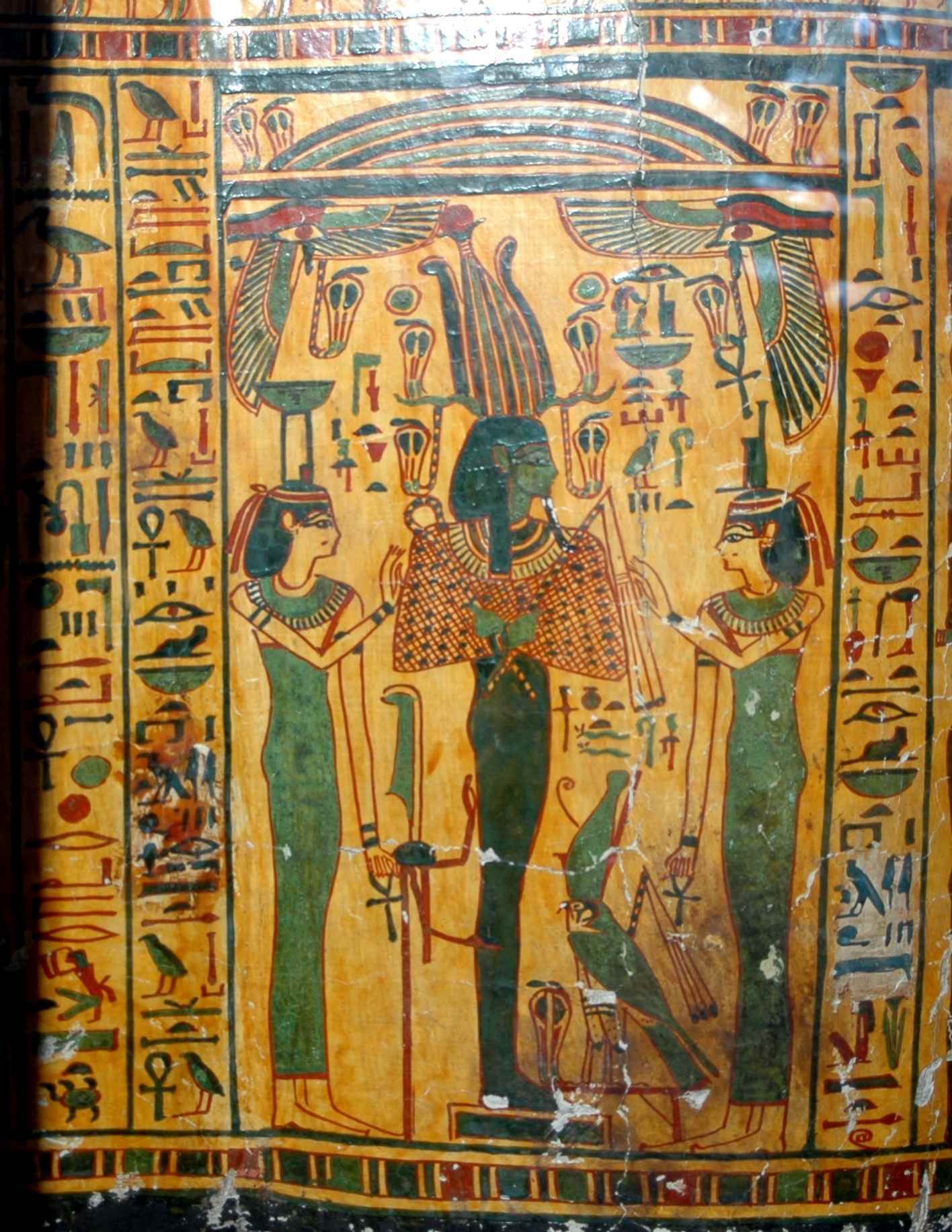 wاهرين تابوت Taywheryt جي تصوير ڏيکاريندي Osiris ، Isis ۽ Nephthys