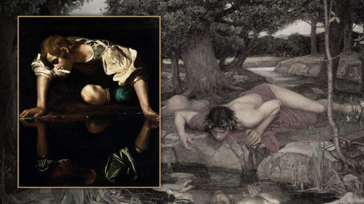 Ko Narcissus e titiro atu ana ki tana ake whakaata. © Credit Image: Wikemedia Commons