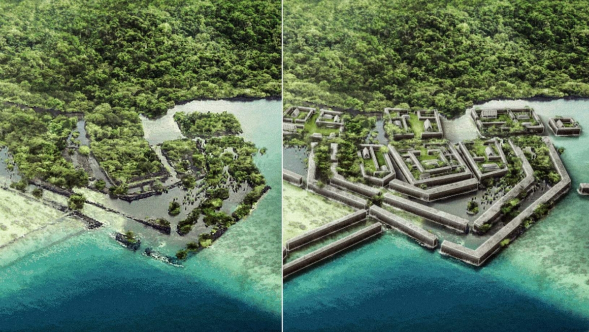 Nan Madol ősi városának rekonstrukciója © BudgetDirect.com