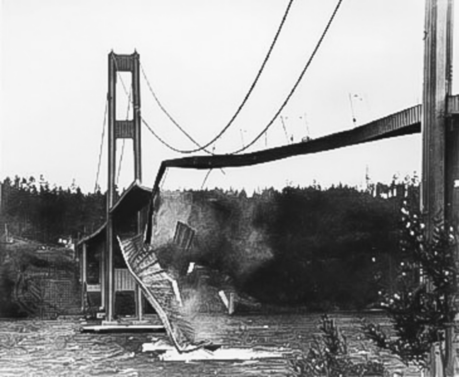 The Tacoma Narrows Bridge Collapsing in 7 November 1940.