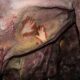 Neandertalların dörd barmağının əl izləri ilə Maltravieso Mağarasının surəti, Caceres, İspaniya.