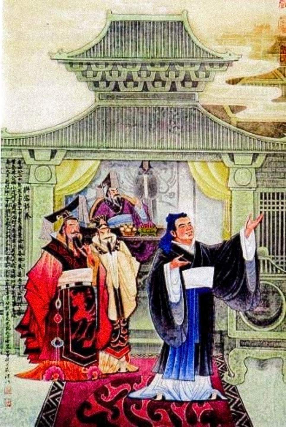 Artist’s depiction of Duke Jing of Qi with Confucius