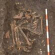 A photo of skeleton SK3870 on site at the excavations at York Barbican. Credit: On Site Archaeology