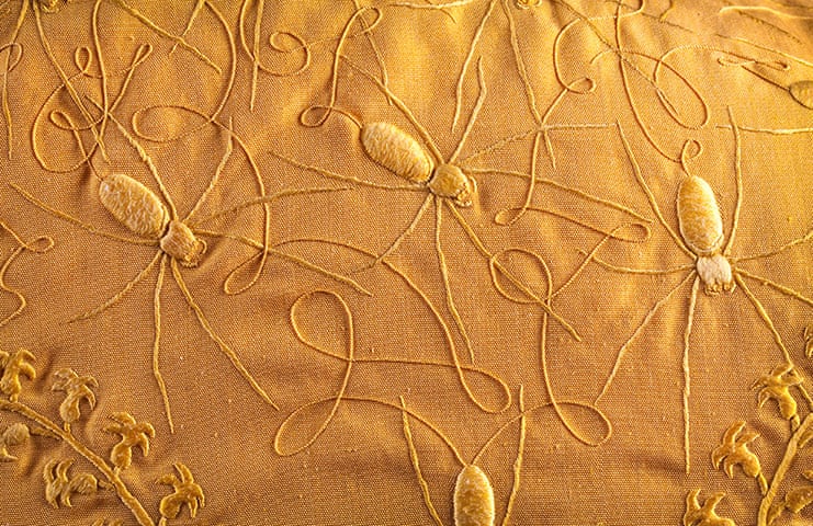 On average, 23,000 spiders yield around one ounce of silk. It is a highly labour-intensive undertaking, making these textiles extraordinarily rare and precious objects