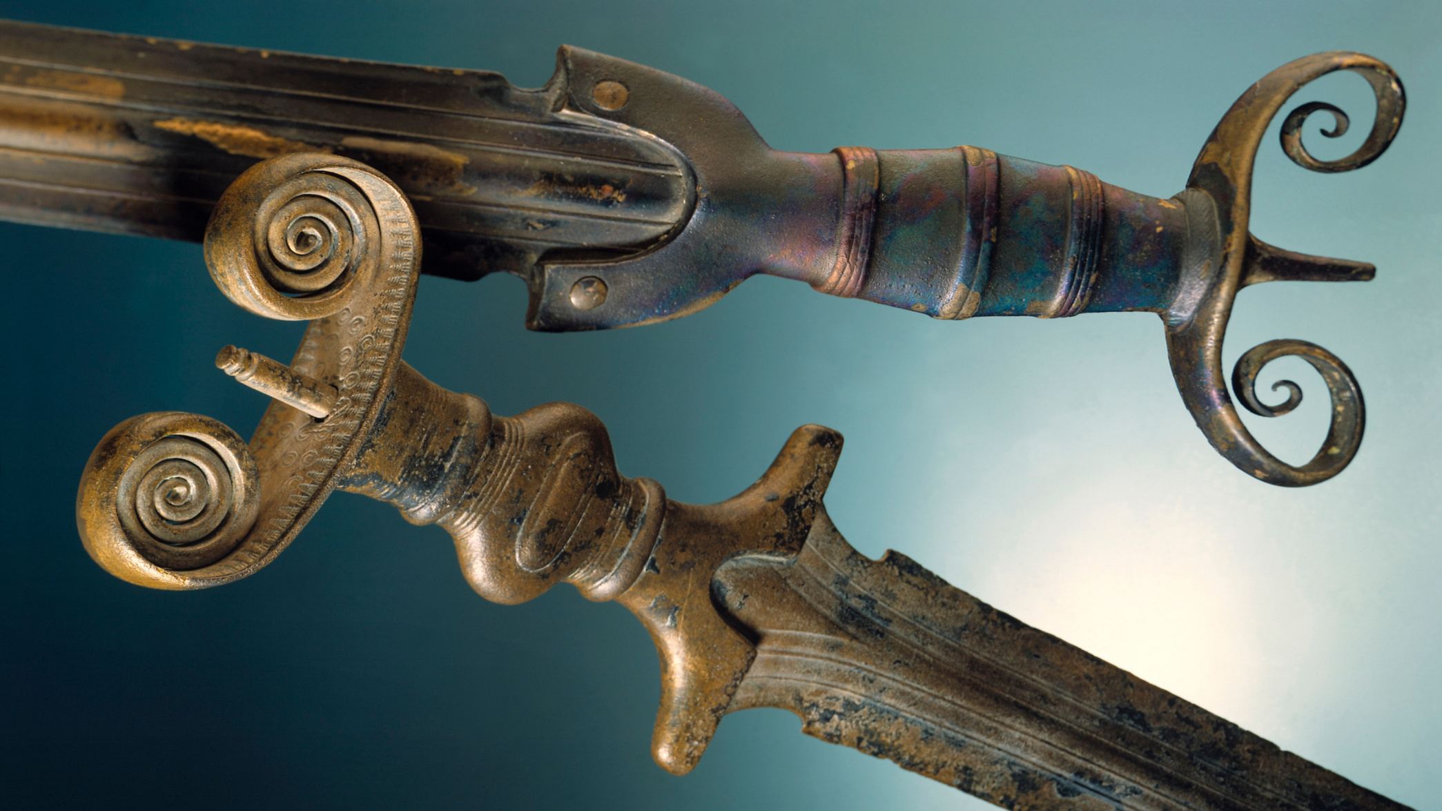 Antenna swords of the Hallstatt B period (c. 10th century BC), found near Lake Neuchâtel