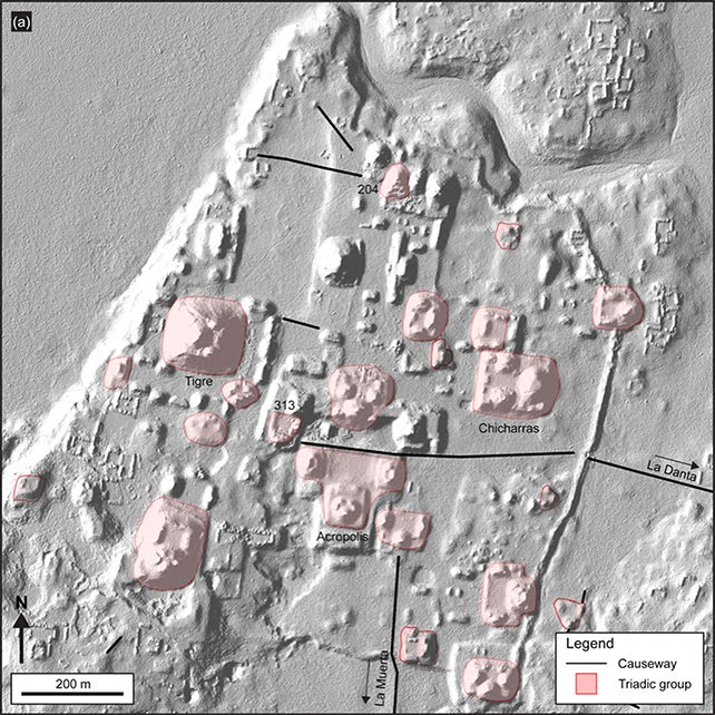 Structures and causeways uncovered in the survey. The settlements that researchers have come across seem to have been quite densely packed, offering further evidence of how these early Mesoamerican places were populated. © Martínez et al., Ancient Mesoamerica, 2022