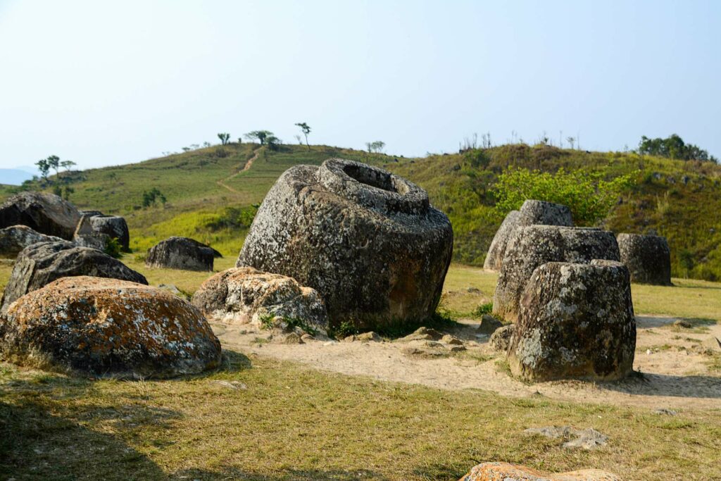 The Plain of jars is an archeological site in Laos comprising thousands of huge stone jars