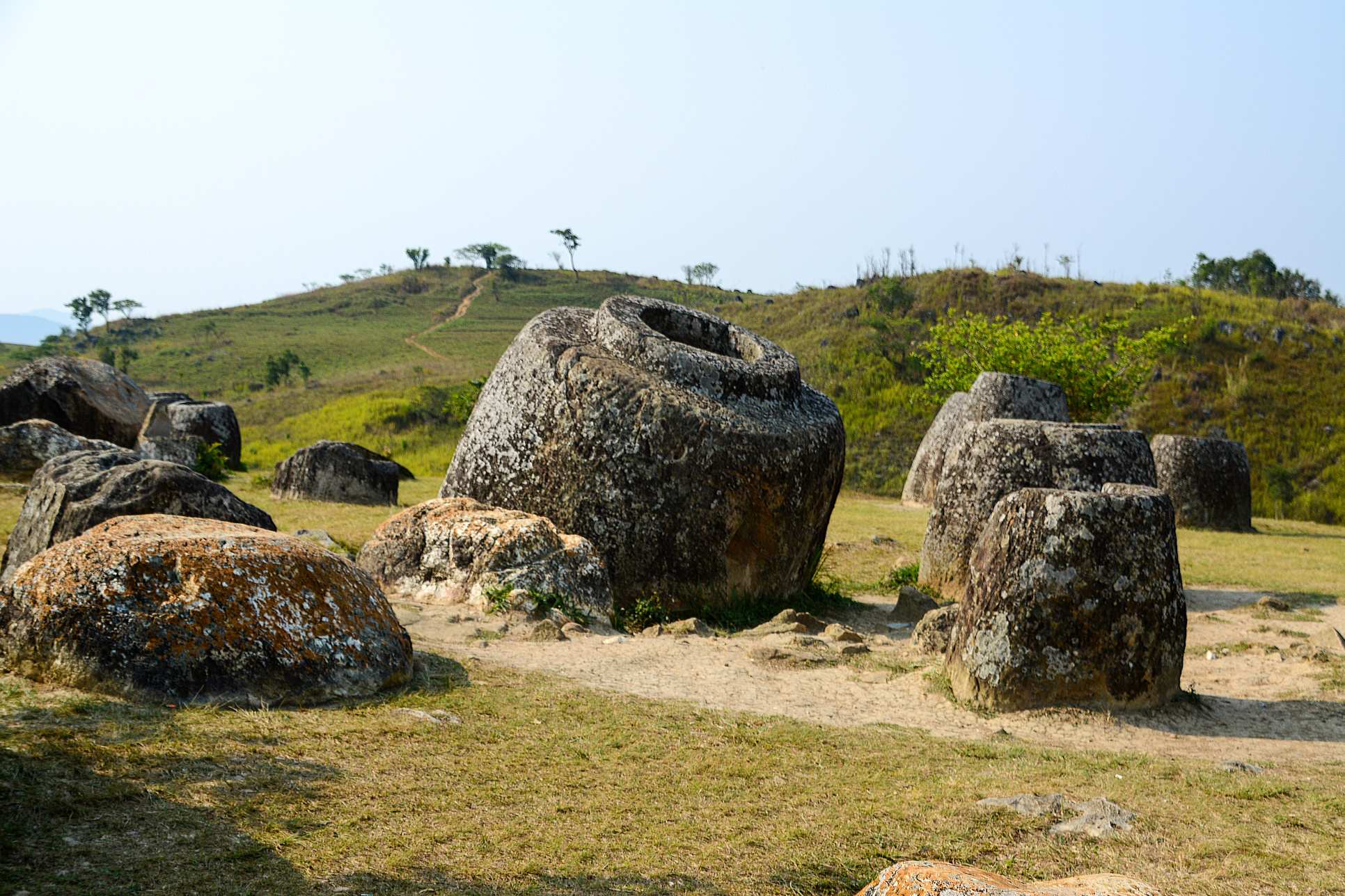 The Plain of jars is an archeological site in Laos comprising thousands of huge stone jars