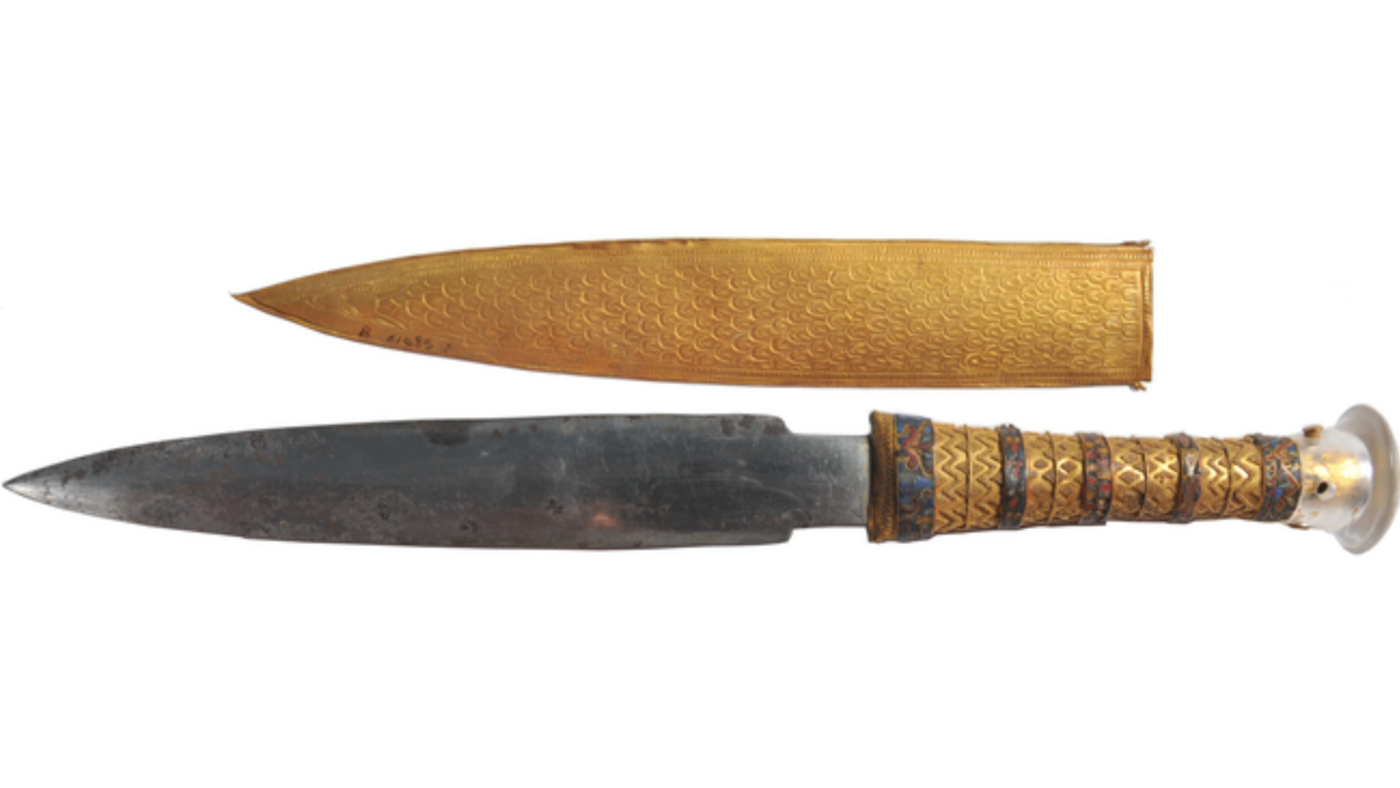 Tutankhamun's iron dagger blade and ornamental gold sheath
