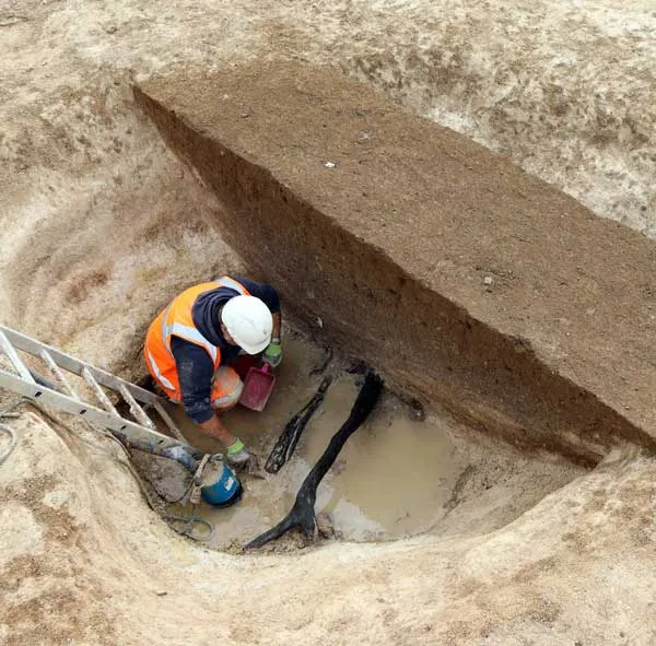 Uncovering Bronze Age barrow toj ntxas hauv Salisbury, England 4
