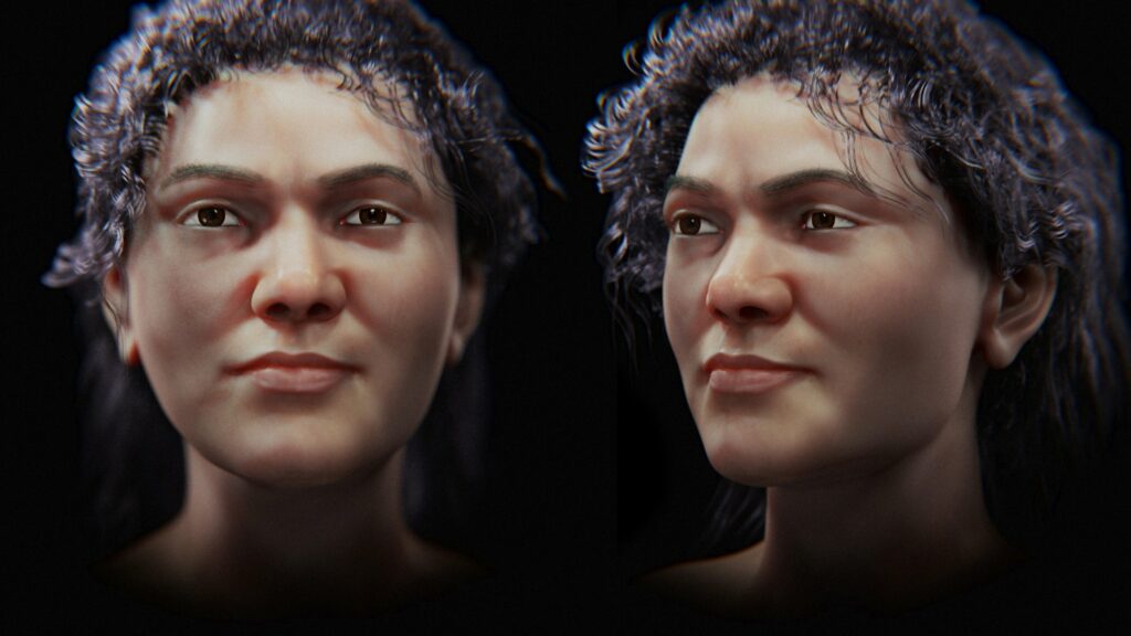 Uma aproximação facial da mulher Zlatý kůň oferece um vislumbre de como ela poderia ter sido há 45,000 anos.