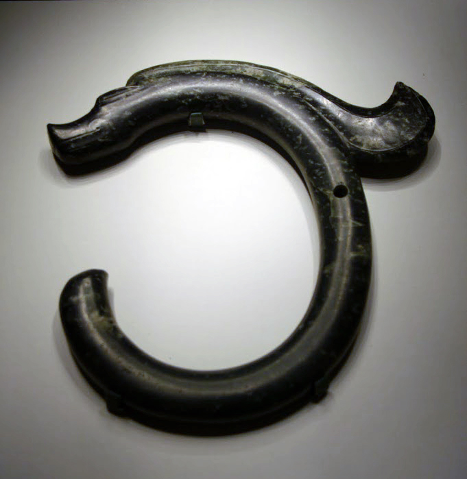 Neolithic jade dragon, H. 26 cm, Hongshan Culture, Inner Mongolia, excavated in Sanxingtala, Ju Ud (act. Chifeng), 1973. National Museum of China, Beijing