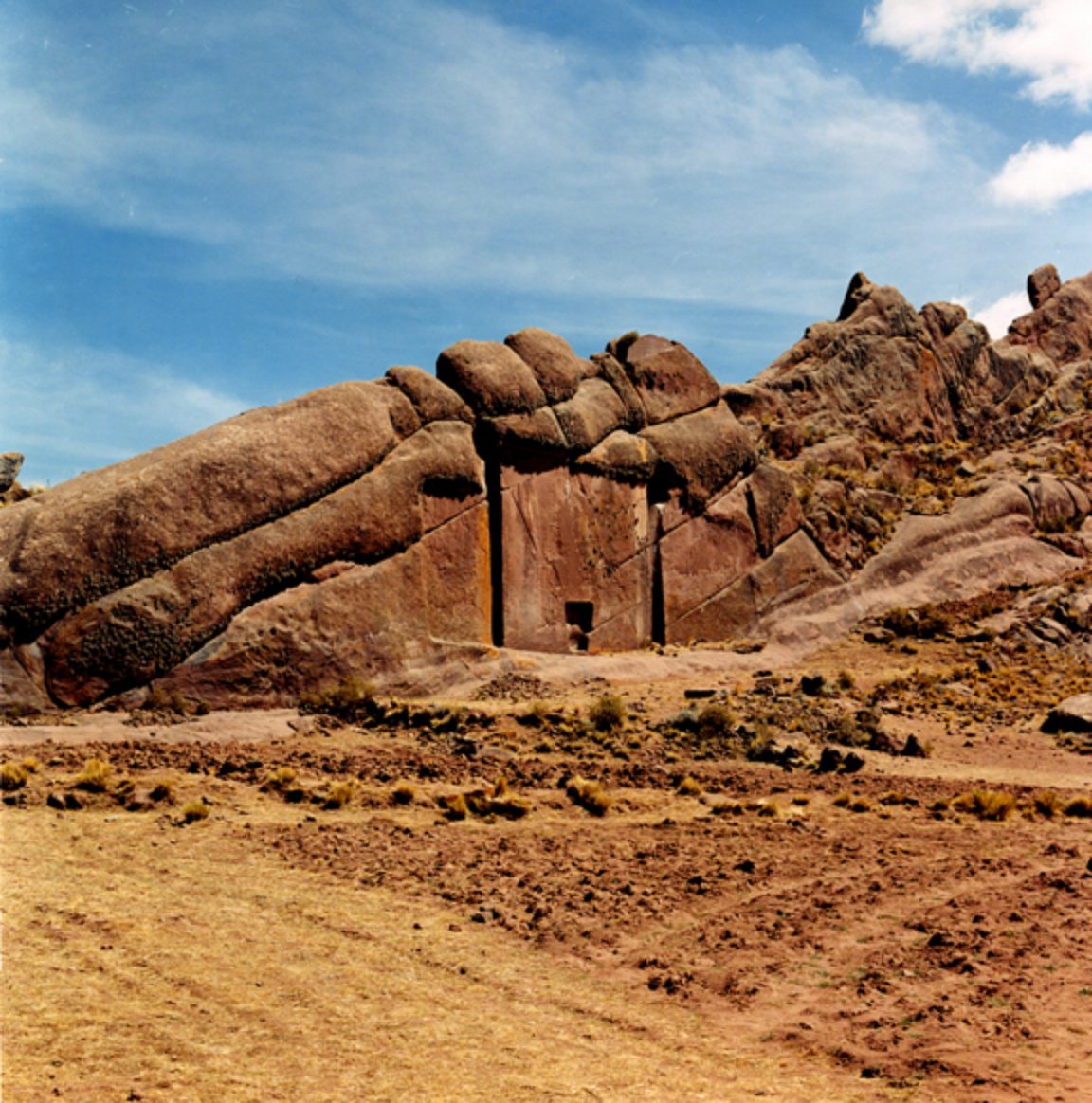 The doorway of Aramu Muru in southern Peru near Lake Titicaca. This doorway is believed to be made by ancients who used it to travel to alternative locations, both planetary (Earth) and extra-planetary.