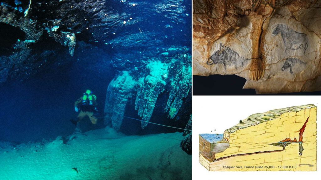 Koskera alas lieliskā zemūdens akmens laikmeta māksla, kas datēta ar 27,000 7 gadiem 